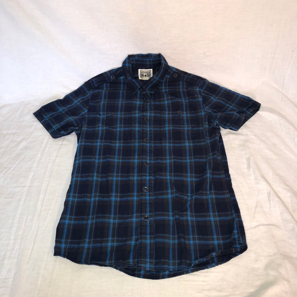 Converse Plaid SS Casual Button Up Shirt Size S